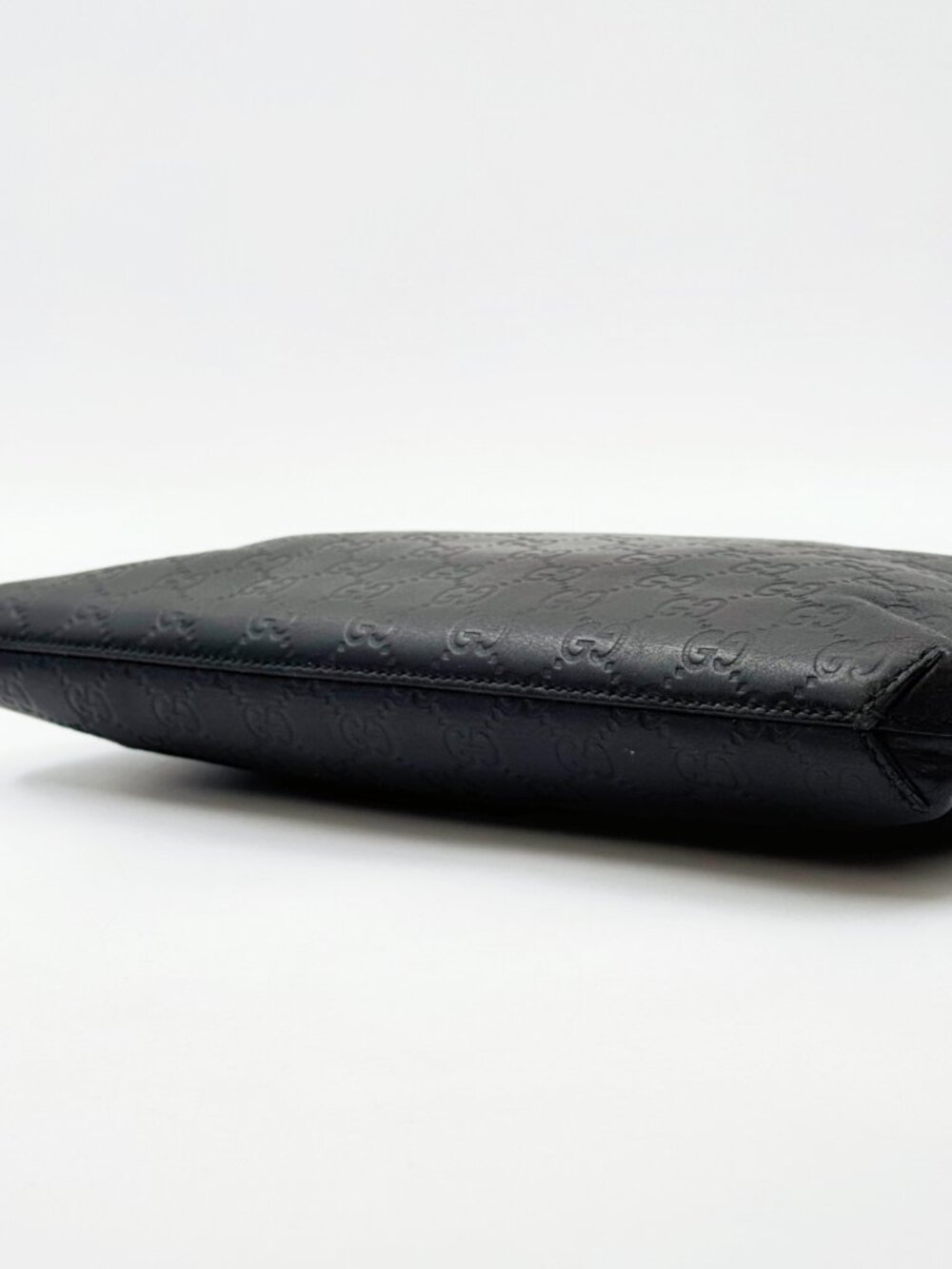 Gucci Micro Guccissima Black Leather Wristlet Clutch Pouch - Picture 7 of 14